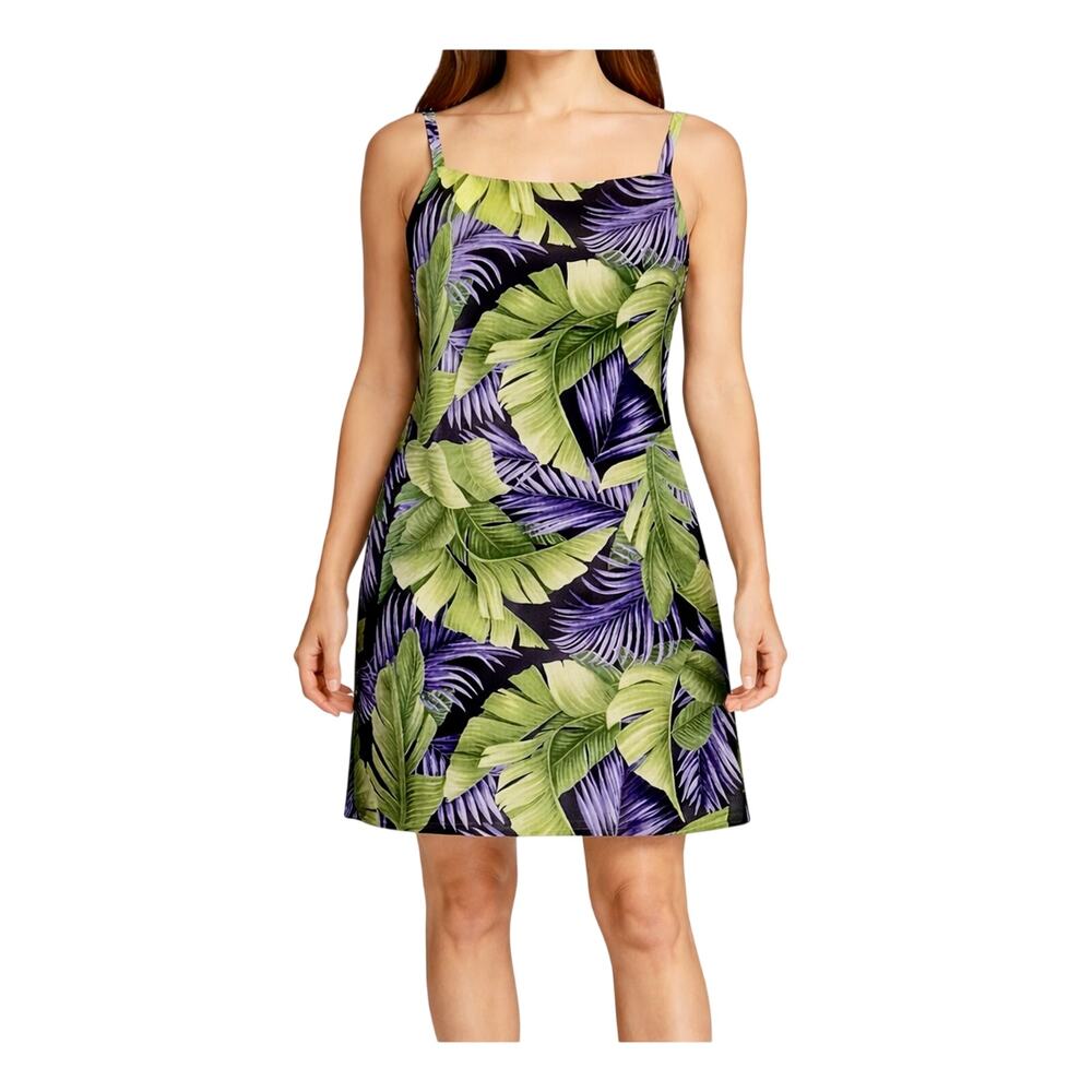 Tommy Bahama Dress Womens Size 10 100% Silk Tropical Palm Leaf Hawaiian